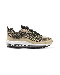 Sneakers basse di tela leopardate marrone chiaro