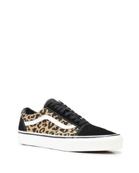 Sneakers basse di tela leopardate nere di Vans