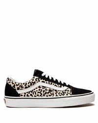 Sneakers basse di tela leopardate nere di Vans