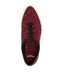Sneakers basse di tela leopardate rosse di Saint Laurent