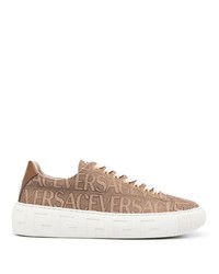 Sneakers basse di tela marroni di Versace