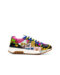 Sneakers basse di tela multicolori di Versace