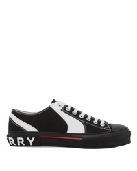 Sneakers basse di tela nere e bianche di Burberry