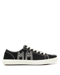 Sneakers basse di tela nere e bianche di Maison Margiela