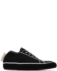 Sneakers basse di tela nere e bianche di Marni