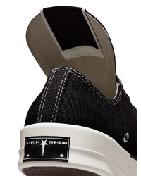 Sneakers basse di tela nere e bianche di Rick Owens