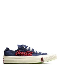 Sneakers basse di tela ricamate blu scuro di Converse