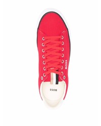 Sneakers basse di tela rosse e bianche di BOSS