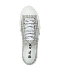 Sneakers basse di tela scozzesi grigie di Burberry
