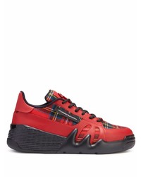 Sneakers basse di tela scozzesi rosse di Giuseppe Zanotti