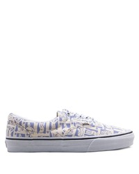 Sneakers basse di tela stampate bianche e blu di Vans