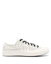 Sneakers basse di tela stampate bianche e nere di Converse
