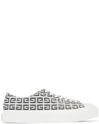 Sneakers basse di tela stampate bianche e nere di Givenchy