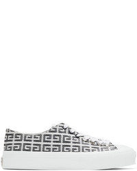 Sneakers basse di tela stampate bianche e nere di Givenchy