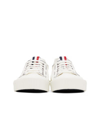 Sneakers basse di tela stampate bianche e nere di Moncler