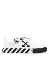Sneakers basse di tela stampate bianche e nere di Off-White