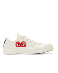 Sneakers basse di tela stampate bianche di Comme Des Garcons Play