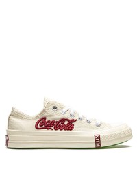Sneakers basse di tela stampate bianche di Converse