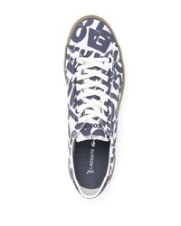 Sneakers basse di tela stampate bianche di Lacoste