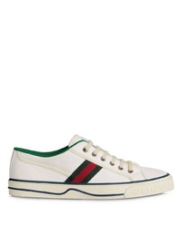 Sneakers basse di tela stampate bianche di Gucci