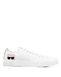 Sneakers basse di tela stampate bianche di Karl Lagerfeld