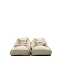 Sneakers basse di tela stampate bianche di Saint Laurent