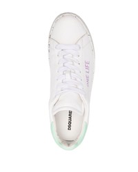 Sneakers basse di tela stampate bianche di DSQUARED2