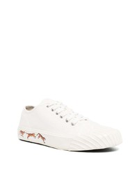Sneakers basse di tela stampate bianche di Kenzo
