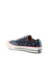 Sneakers basse di tela stampate blu scuro di Converse