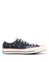 Sneakers basse di tela stampate blu scuro di Converse
