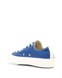 Sneakers basse di tela stampate blu di Comme des Garcons
