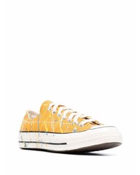 Sneakers basse di tela stampate gialle di Converse