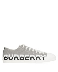 Sneakers basse di tela stampate grigie di Burberry