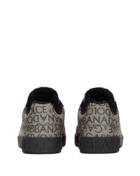 Sneakers basse di tela stampate marroni di Dolce & Gabbana