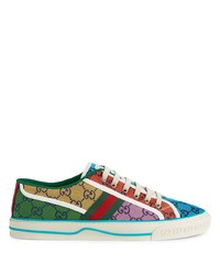 Sneakers basse di tela stampate multicolori di Gucci
