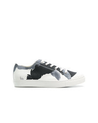Sneakers basse di tela stampate nere e bianche
