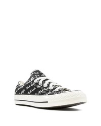 Sneakers basse di tela stampate nere e bianche di Converse