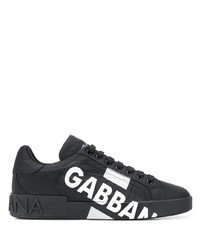 Sneakers basse di tela stampate nere e bianche di Dolce & Gabbana