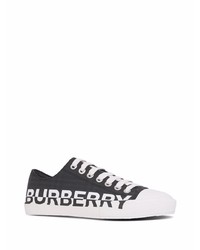 Sneakers basse di tela stampate nere e bianche di Burberry