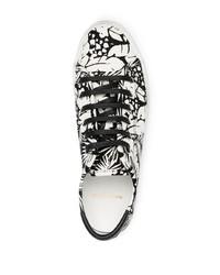 Sneakers basse di tela stampate nere e bianche di Saint Laurent