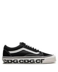 Sneakers basse di tela stampate nere e bianche di Vans