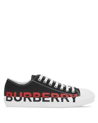 Sneakers basse di tela stampate nere di Burberry