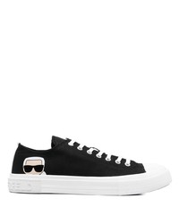 Sneakers basse di tela stampate nere di Karl Lagerfeld