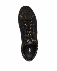 Sneakers basse di tela stampate nere di Fendi