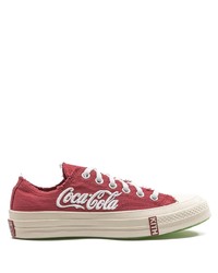 Sneakers basse di tela stampate rosse di Converse
