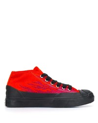 Sneakers basse di tela stampate rosse di Converse