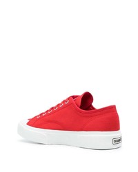 Sneakers basse di tela stampate rosse di DSQUARED2