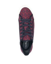 Sneakers basse di tela stampate rosse di Salvatore Ferragamo