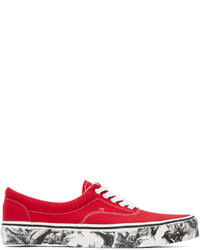Sneakers basse di tela stampate rosse di Undercover