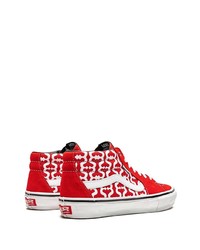 Sneakers basse di tela stampate rosse di Vans
